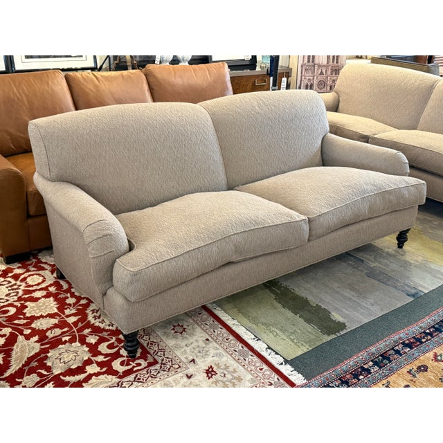 Textile J. Fitzgerald English Traditional Rolled Arm Sofas on Casters, a Pair For Sale - Image 7 of 13