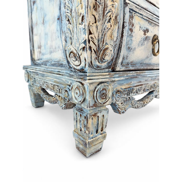 2000 - 2009 Maison Martine Coastal Blue Chest • Hand‑Refinished • 36” Artisan Dresser For Sale - Image 5 of 13