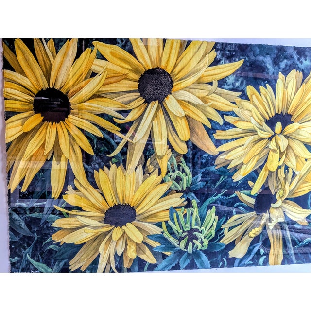 1980s Woodward Payne (B. 1935) Original Framed Watercolor of Black Eyed Susan Flowers For Sale In New York - Image 6 of 11