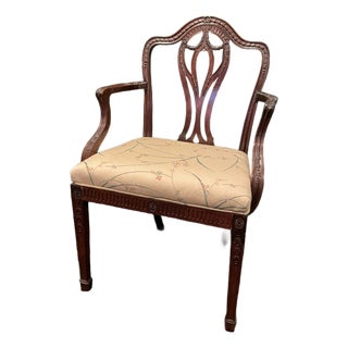 Vintage Mahogany Elbow Chair – Chippendale Revival Elegance – Circa 1920s For Sale