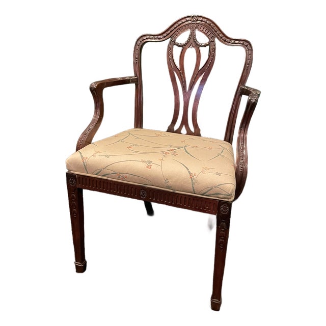 Vintage Mahogany Elbow Chair – Chippendale Revival Elegance – Circa 1920s For Sale