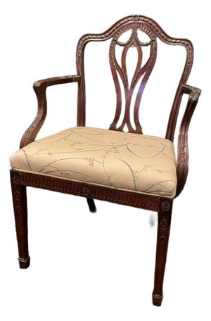Vintage Mahogany Elbow Chair – Chippendale Revival Elegance – Circa 1920s