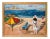 Surrealist Mediterranean Beach Scene Painting, circa 1983 For Sale