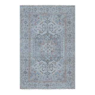 4x 6 Fiona Vibrant Ivory Geometric Medallion Handmade Wool Carpet Rug For Sale