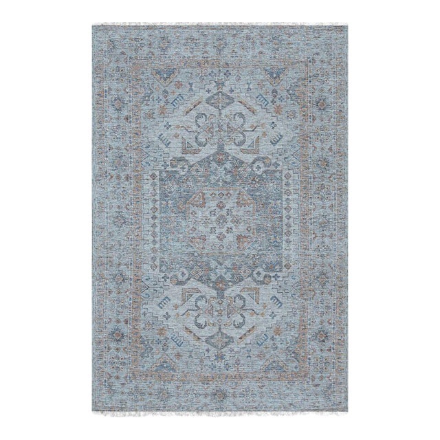 4x 6 Fiona Vibrant Ivory Geometric Medallion Handmade Wool Carpet Rug For Sale