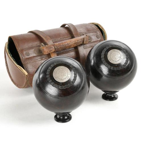 Metal Lawn Bowling Balls with Bag, 1912, Set of 3 For Sale - Image 7 of 7