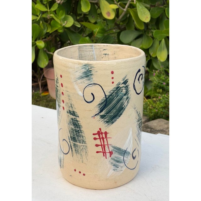 Postmodern Vintage Postmodern Memphis-Inspired Hand-Painted Studio Pottery Vessel For Sale - Image 3 of 11