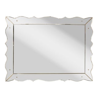 1940s Large Venetian Art Deco Wall Mirror With Bohemian Flowers For Sale