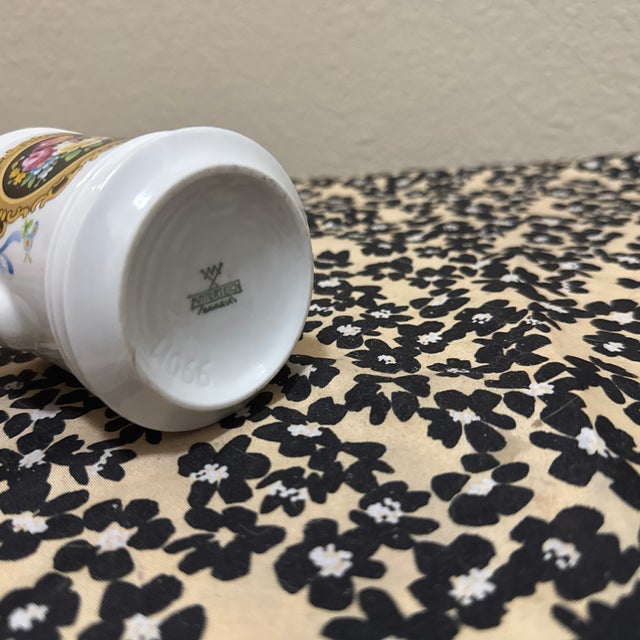 Ceramic Antique Victorian Style Porcelain Shaving Mug - Hand-Painted Floral Medallion For Sale - Image 7 of 7