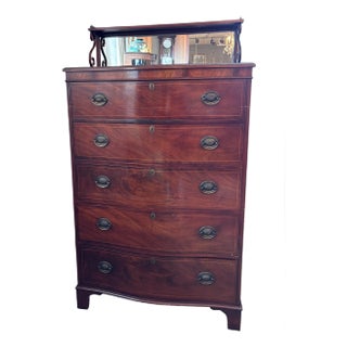 Vintage Mahogany Georgian Style Mirrored Chest of Drawers For Sale