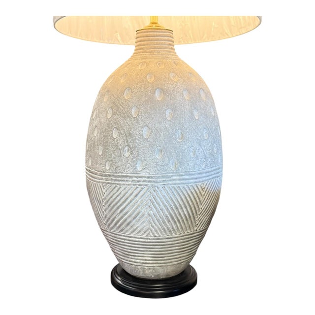 2010s Pair of Balinese Tall Table Lamps With Shade For Sale - Image 5 of 6