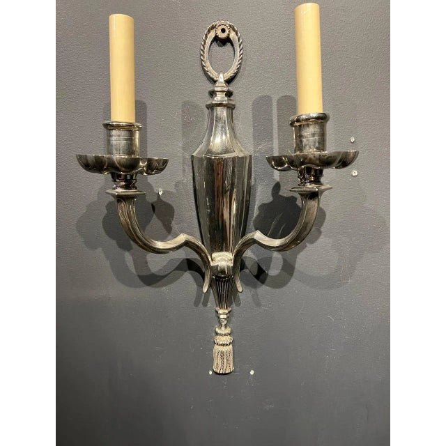 1920's Caldwell Silver Plated Sconces - Pair For Sale In New York - Image 6 of 6