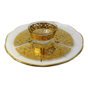 1970s Georges Briard Ornate 22k Gold & Glass Serving Set, a Pair