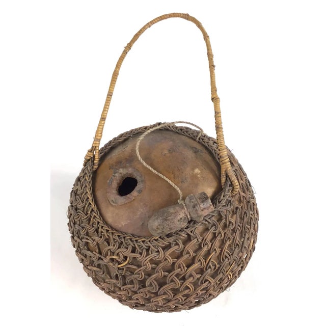 Primitive Javanese Hand Woven Covered Gourd Container For Sale - Image 4 of 11