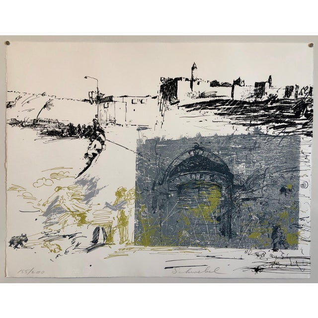 Ivan Schwebel Jerusalem Modernist Landscape Oil Painting Israeli Bezalel Artist, Judaica Art 1985 For Sale - Image 9 of 9