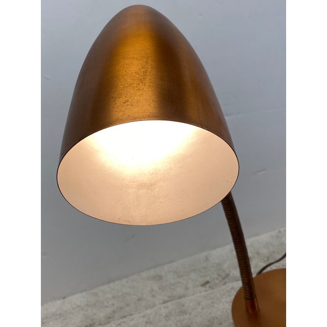 Metal Vintage 1950's Double Gooseneck Brushed Copper Desk Lamp For Sale - Image 7 of 18