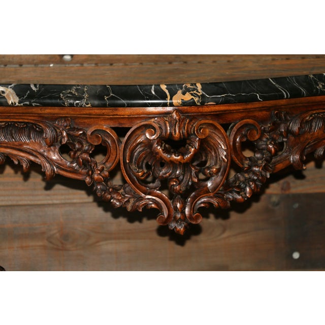 Wood Antique Louis XV French Console Table With Mirror Set For Sale - Image 7 of 12