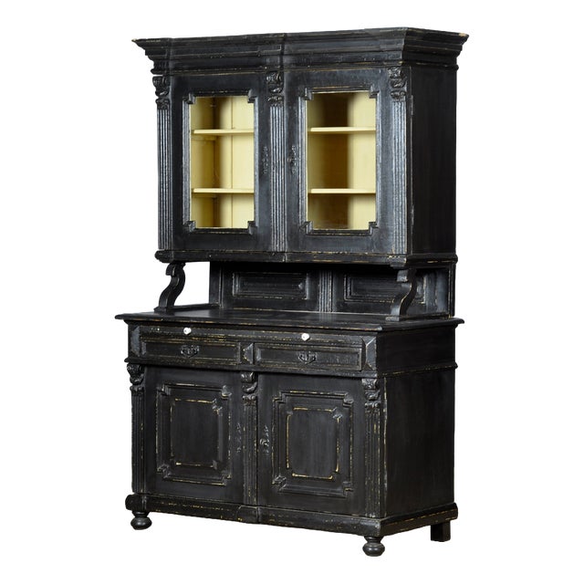 Large Black Pine Cupboard, 1900s For Sale