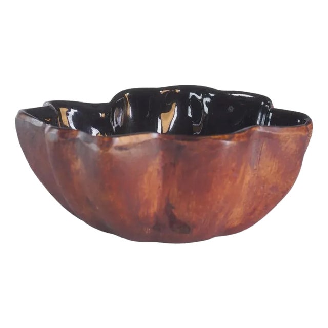 Vintage Ellen Evans Art Pottery Sculpted Seashell Bowl 1996 For Sale