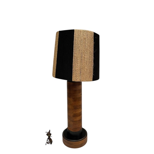Large Leather and Oak Lamp by Jacques Adnet, 1950s For Sale - Image 6 of 10