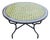 48" Handcrafted Olive Green, Blue, Black and White Moroccan Mosaic Table For Sale