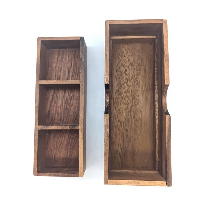 1970s Wood Partitioned Stash Box For Sale - Image 9 of 10