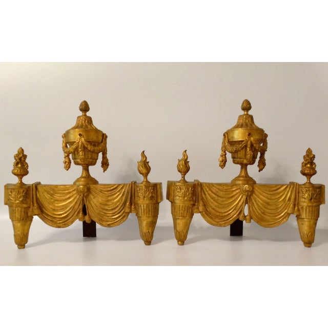 Antique French Gilt Bronze Andirons, a Pair For Sale - Image 10 of 13