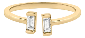 14K Yellow Gold Plated Sterling Silver 1/5 Cttw Baguette Diamond Open Band Ring - Size 8