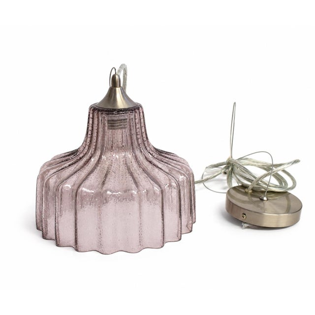 Mid 20th Century Mid 20th Century Mouth Blown Glass Mauve Pendant Light Shade Excellent Condition For Sale - Image 5 of 11