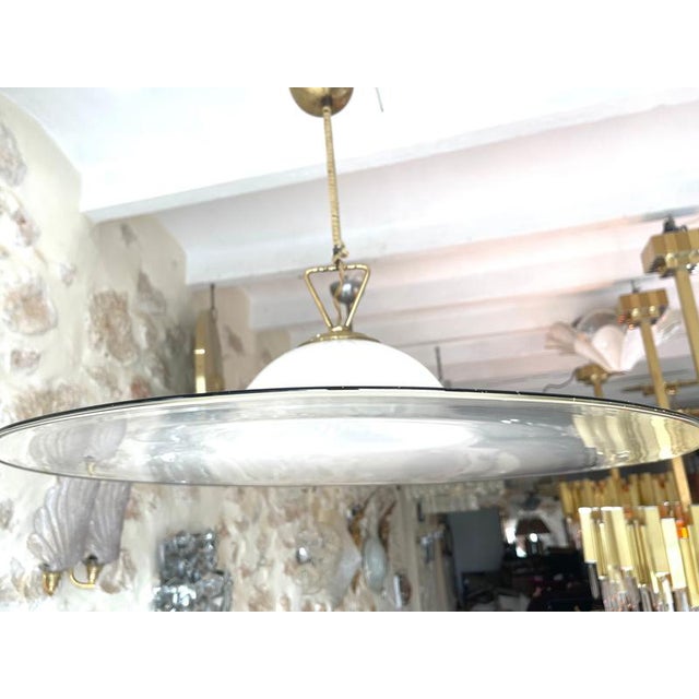 White Murano Glass Suspension attributed to Vistosi, Italy, 1980 For Sale - Image 3 of 11