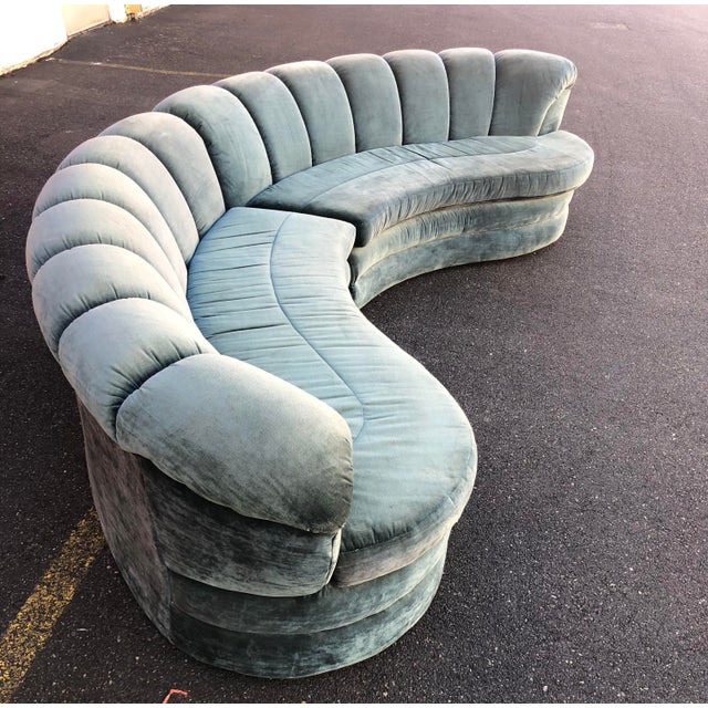 Vintage Curved Channel Back Velvet Sofa Two Piece Chairish