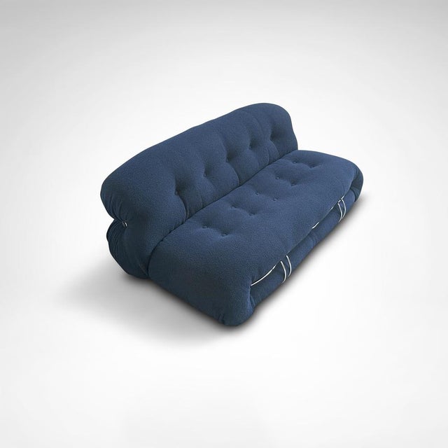 Blue Soriana 2-Seater Sofa and Ottoman by Tobia and Afra Scarpa for Cassina, 2010s, Set of 2 For Sale - Image 8 of 11