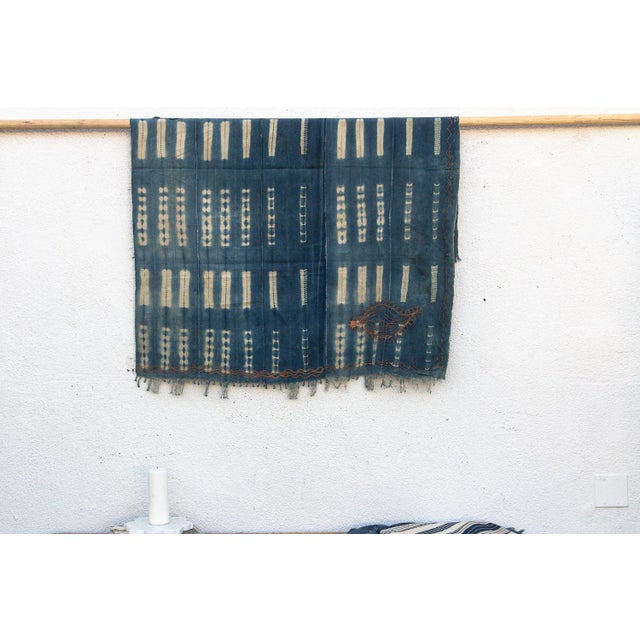 Vintage African Moss "Nakombe Blue" Indigo Throw For Sale In Los Angeles - Image 6 of 6