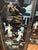 Vintage Chinese Black Lacquer 4-Panel Folding Screen Room Divider - Soapstone & Mother-of-Pearl Inlay For Sale - Image 18 of 18