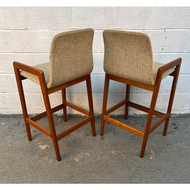 Mid-Century Danish Teak Tall Stools Attributed to Tarm Stole for Og Mobelfabrik a/S For Sale - Image 10 of 12