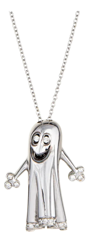 Ghost Necklace Diamond 18k White Gold Estate Fine Spooky Jewelry