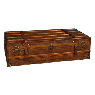 Antique Victorian Leather Travel Trunk, 1870s For Sale