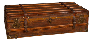 Antique Victorian Leather Travel Trunk, 1870s