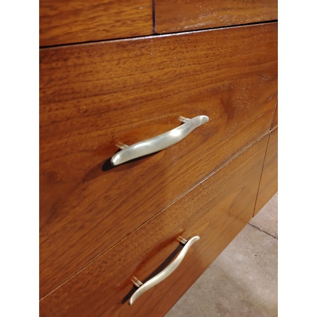 Chocolate Mid 20th Century John Van Koert for Drexel Profile Mid Century Modern Lowboy Dresser Refinished For Sale - Image 8 of 10