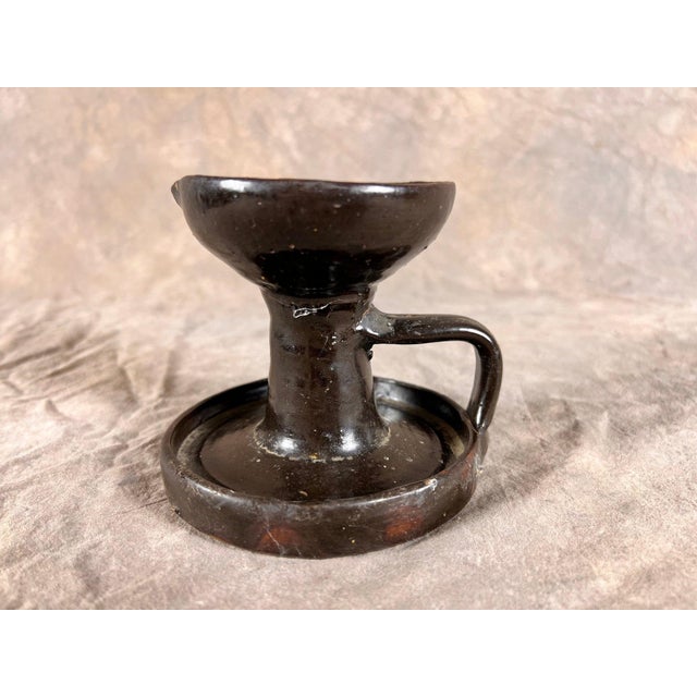 19th Century Signed "Chambers" American Redware Grease Lamp For Sale - Image 4 of 10
