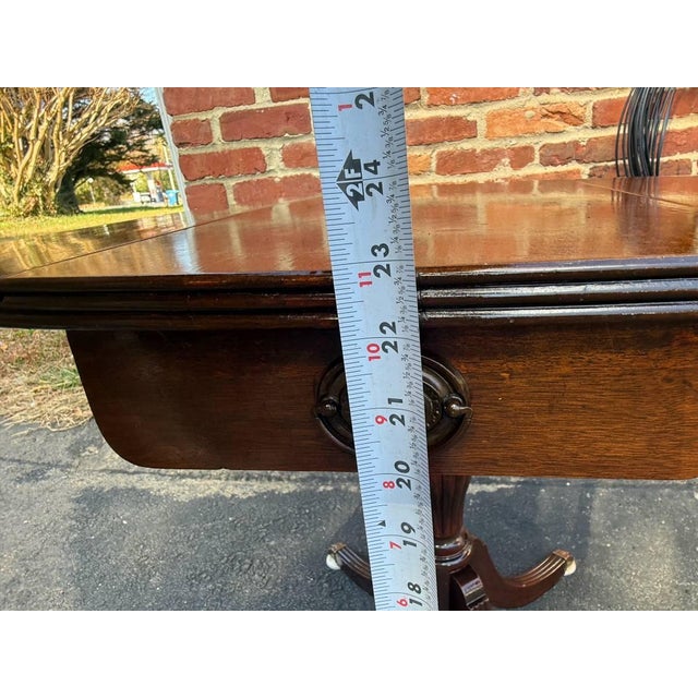 Early 20th Century Pair of Antique Duncan Phyfe Style Mahogany Drop Leaf Side Tables For Sale - Image 14 of 16