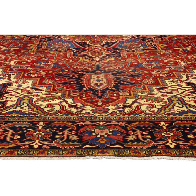 Vintage Persian Heriz Rug - 09'11 X 13'00 For Sale - Image 4 of 9