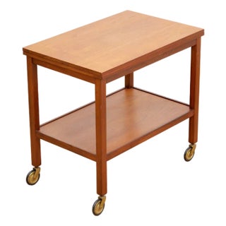 1960s Mid Century Teak Folding Bar Cart For Sale