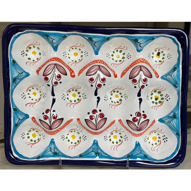 Ceramic Hand Made in Mexico Vintage Ceramic Clay Pottery Egg Plate For Sale - Image 7 of 16