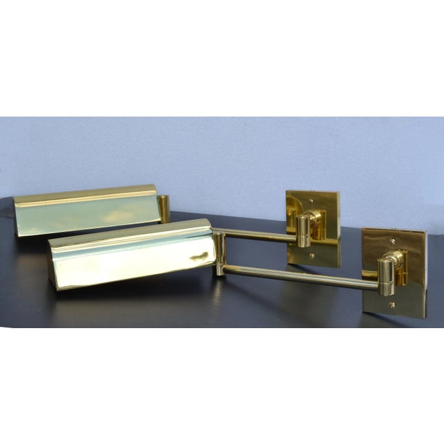 Pair of brass and metal Hansen lamps by Metalarte retractable sconces, wall lights. Perfect working condition and each...