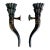 Late 20th Century Large Bronze Horn Torch Candle Sconces With Flared Feather Tops For Sale