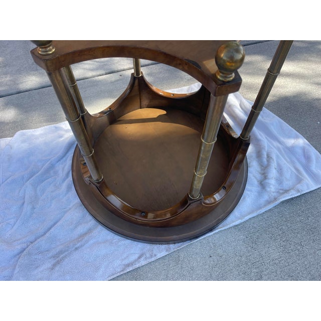 Vintage Art Deco Burl Wood & Églomisé Glass Accent Table With Brass Details For Sale - Image 12 of 12