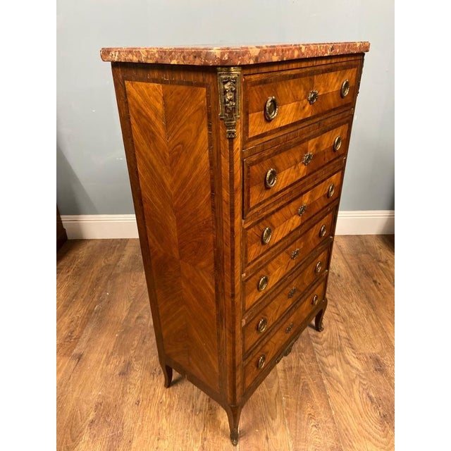 Brown Louis XVI French Chest of Drawers For Sale - Image 8 of 9