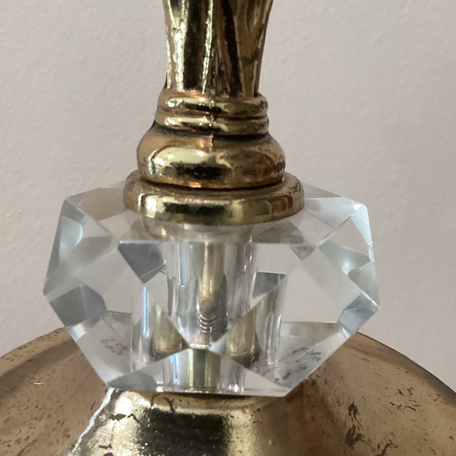 Vintage Loevsky & Loevsky Hollywood Regency Crystal Brass Cherub Lamp For Sale - Image 10 of 12
