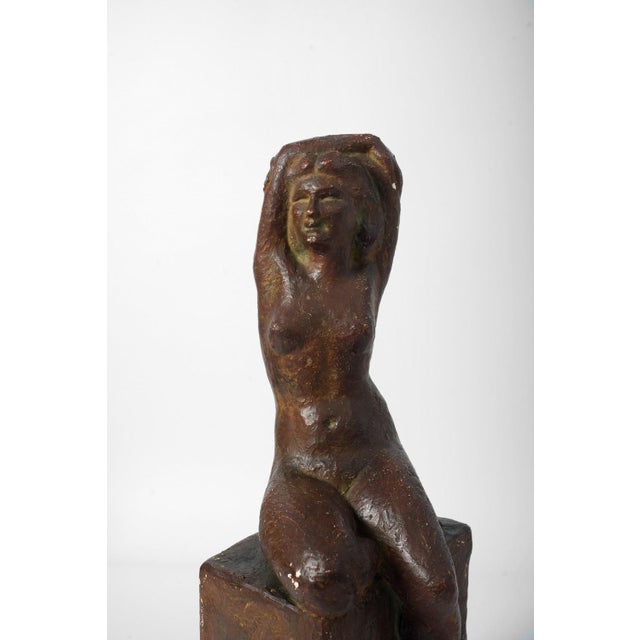 Modern Patinated Nude Woman, 1940s, Plaster For Sale - Image 3 of 5